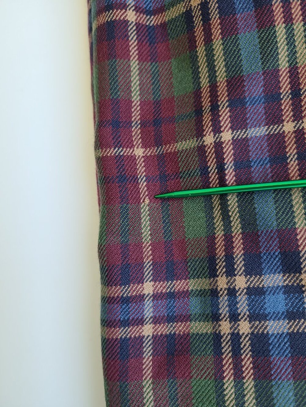Vintage Faux Wrap Skirt 10 Wst 27.5" Brown Green Plaid 100% Wool Midi FLAWS - Picture 13 of 14